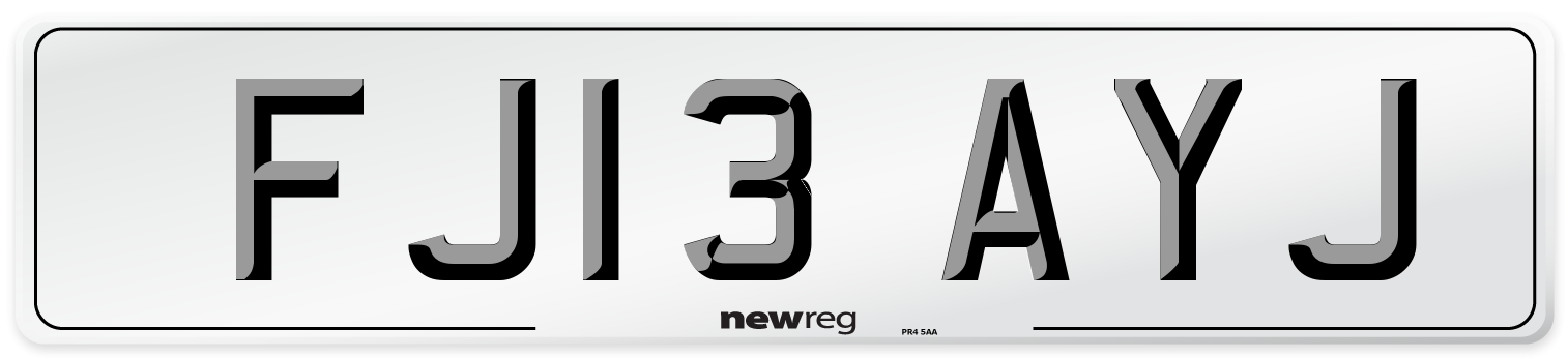FJ13 AYJ Number Plate from New Reg